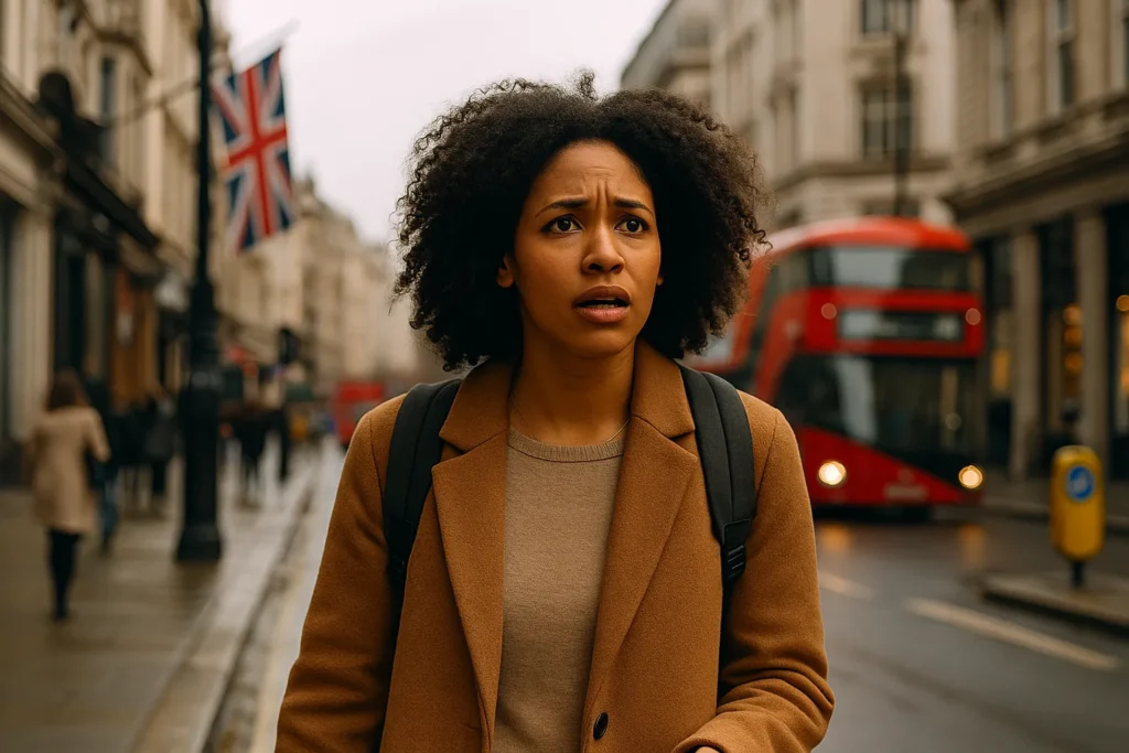 International teacher surprised on busy London street