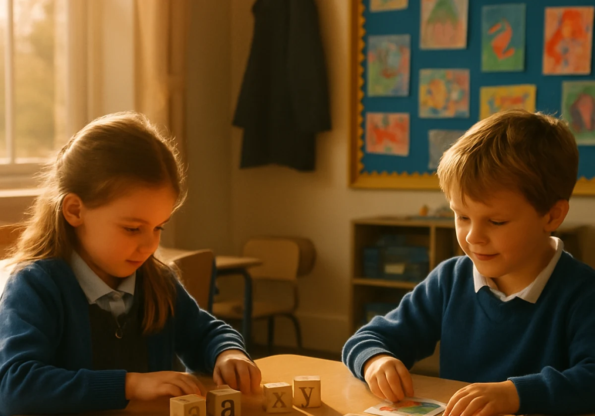 Early morning in a UK primary reception classroom